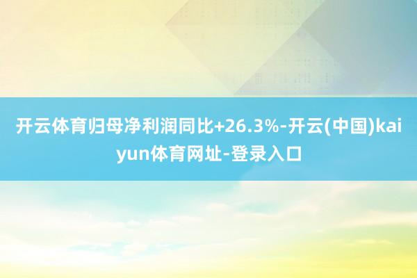 开云体育归母净利润同比+26.3%-开云(中国)kaiyun体育网址-登录入口