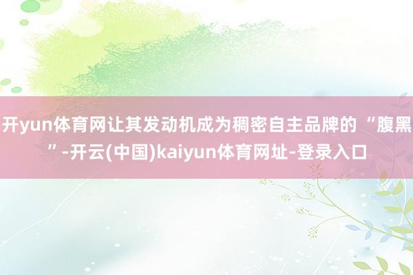 开yun体育网让其发动机成为稠密自主品牌的 “腹黑”-开云(中国)kaiyun体育网址-登录入口