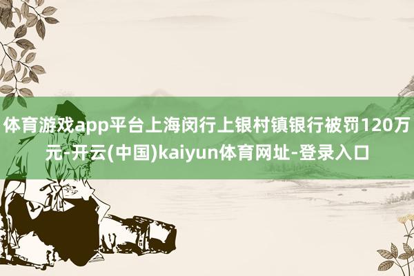 体育游戏app平台上海闵行上银村镇银行被罚120万元-开云(中国)kaiyun体育网址-登录入口