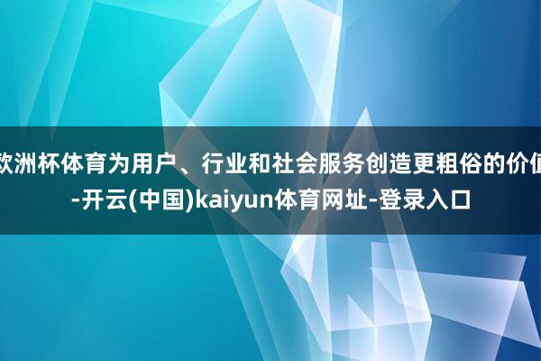 欧洲杯体育为用户、行业和社会服务创造更粗俗的价值-开云(中国)kaiyun体育网址-登录入口