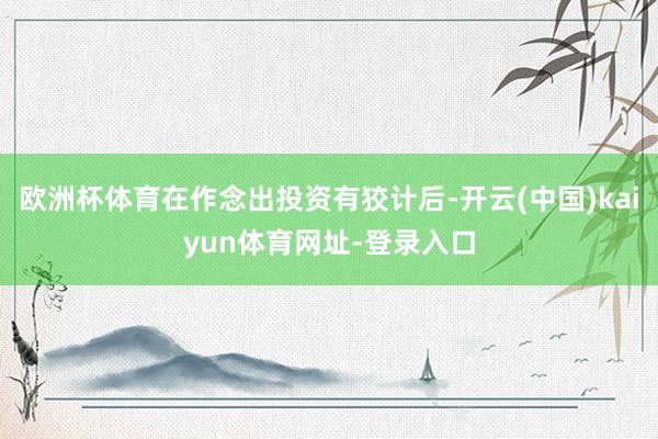 欧洲杯体育在作念出投资有狡计后-开云(中国)kaiyun体育网址-登录入口