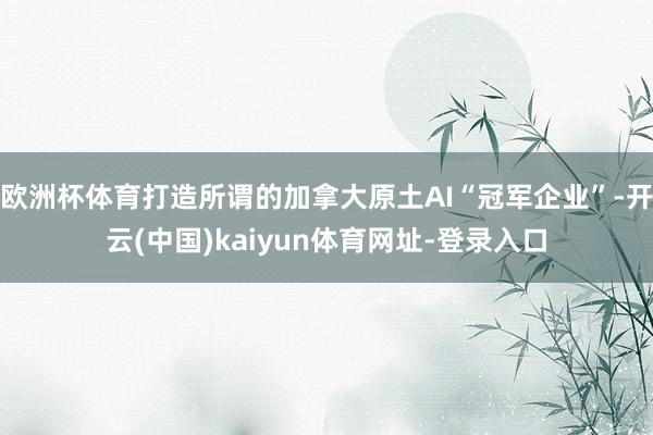 欧洲杯体育打造所谓的加拿大原土AI“冠军企业”-开云(中国)kaiyun体育网址-登录入口