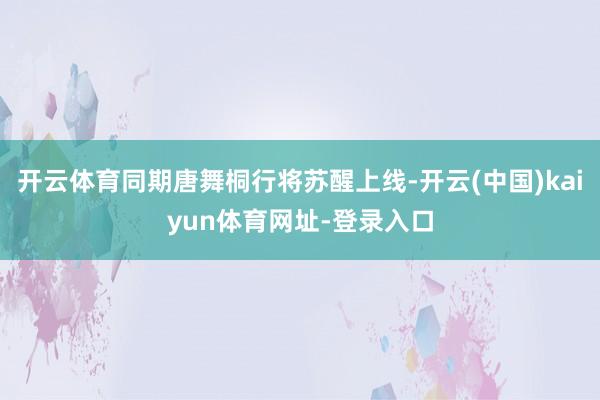 开云体育同期唐舞桐行将苏醒上线-开云(中国)kaiyun体育网址-登录入口