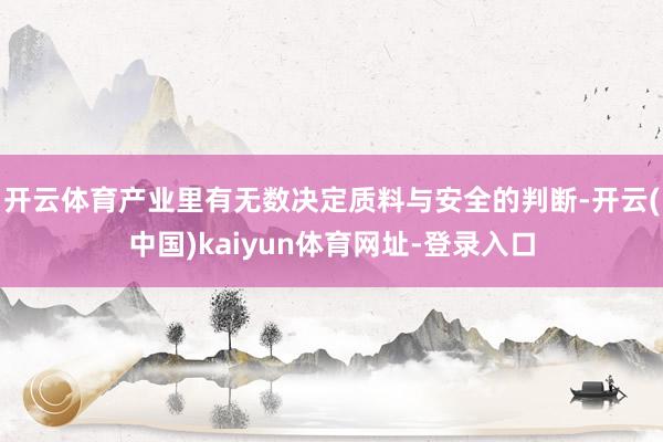 开云体育产业里有无数决定质料与安全的判断-开云(中国)kaiyun体育网址-登录入口