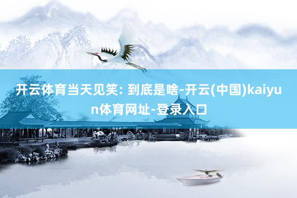 开云体育当天见笑: 到底是啥-开云(中国)kaiyun体育网址-登录入口