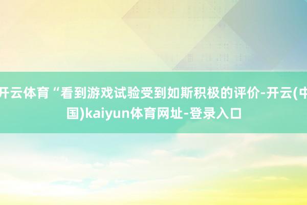 开云体育“看到游戏试验受到如斯积极的评价-开云(中国)kaiyun体育网址-登录入口